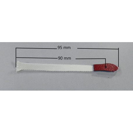 Lanières blanches, 90mm, patte rouge pointue