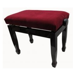 Banquette acajou foncé brillant avec dessus en velour rouge