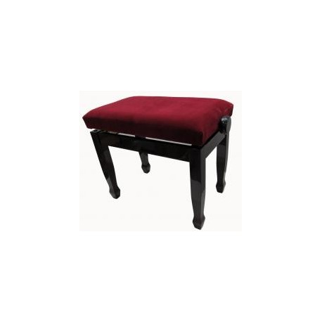 Banquette acajou foncé brillant avec dessus en velour rouge