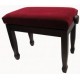 Banquette en noyer moyen satiné avec dessus en velour rouge