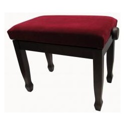 Banquette en noyer moyen satiné avec dessus en velours rouge