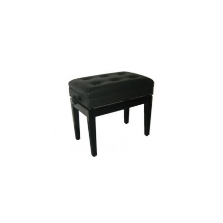 Banquette coffre noire brillant avec dessus en skaï noir